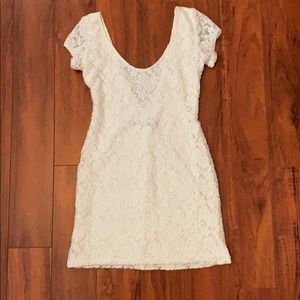 BACKSTAGE LACE CAP SLEEVE MINI DRESS IVORY SIZE SM